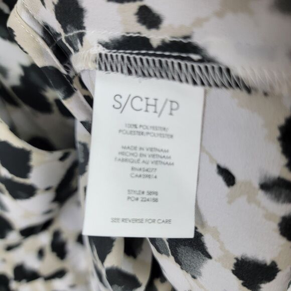 CAbi Blouse Womens Small Office Siren Ruched Sleeves Peplum V Neck Leopard Wrap - Picture 8 of 14